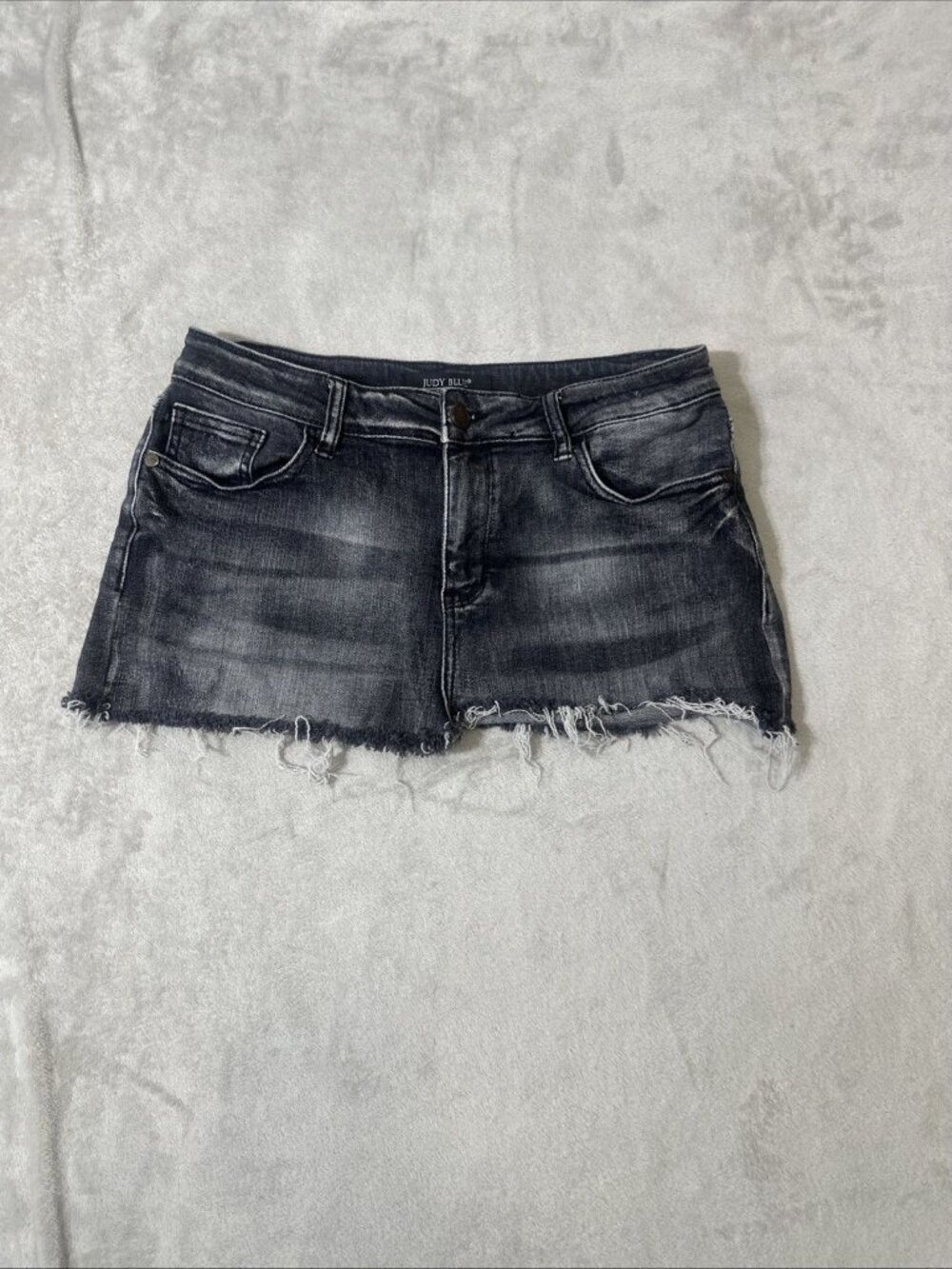 Judy blue denim skirt women's large distressed cutoff dark wash stretch - Picture 2 of 7